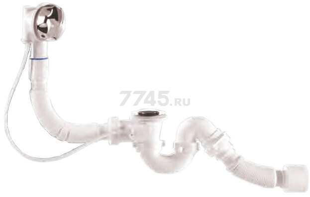 Сифон для ванны D70 с выпуском и переливом с гибкой трубой 40х40/50 BAKIMAY (0100101006)